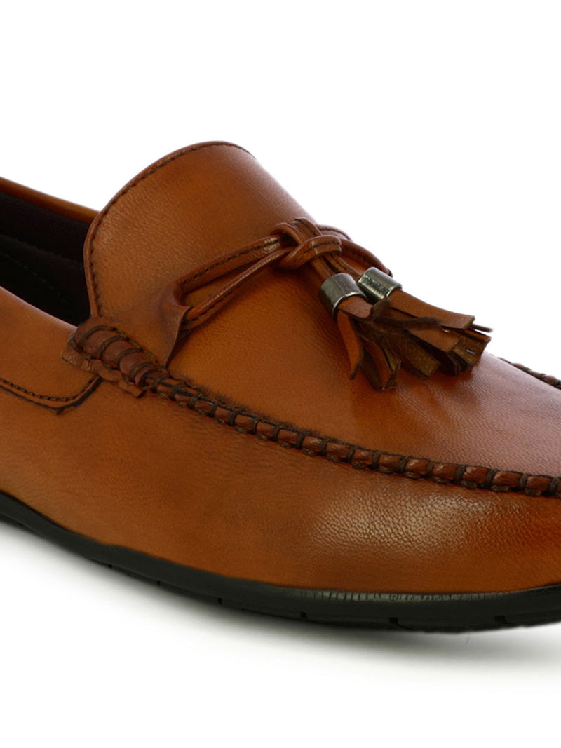 Tan Tassel  Loafer Shoes For Men