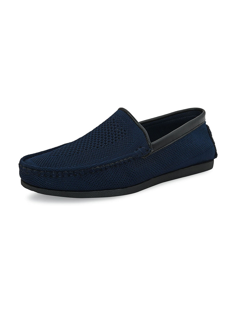 Navy Blue Knitted Loafers