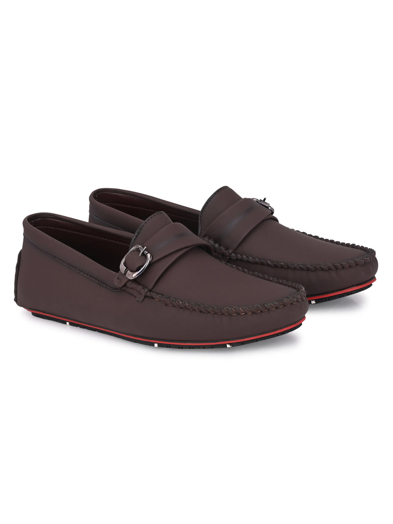 Brown Loafers With Buckle Closure