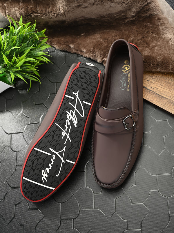 Brown Loafers With Buckle Closure
