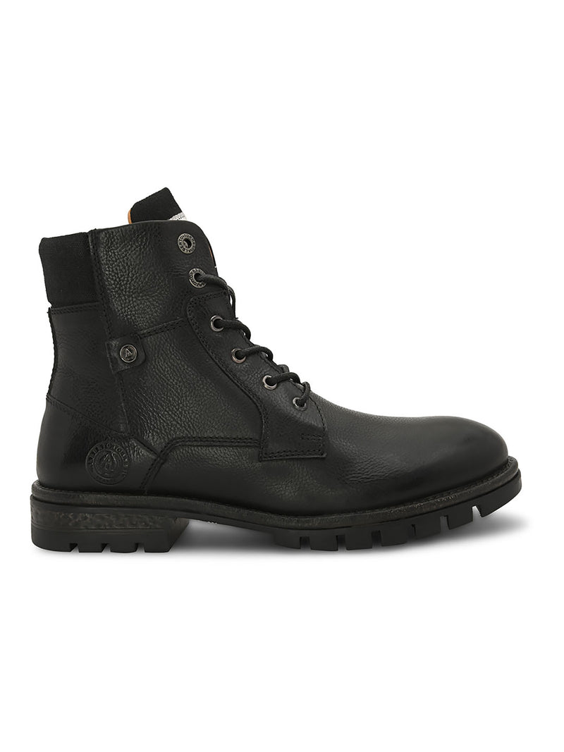 Black Leather Lace Up Boots