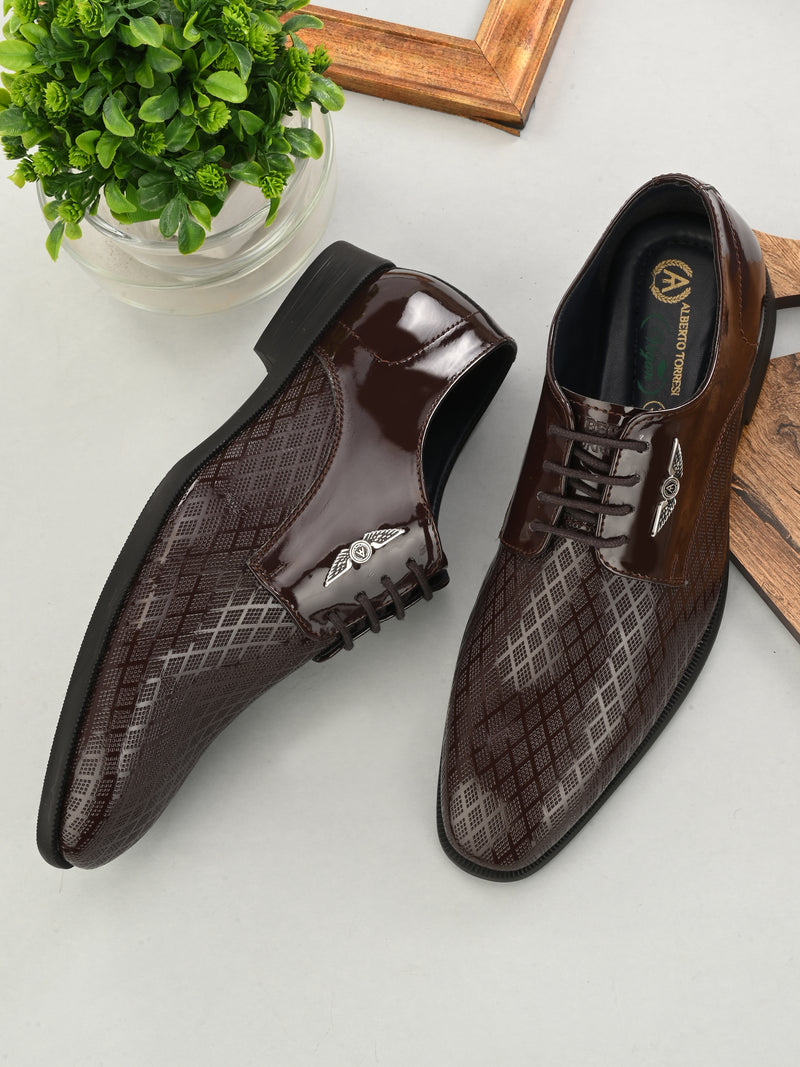 Alberto Torresi Brown Patent Synthetic formal Shoes