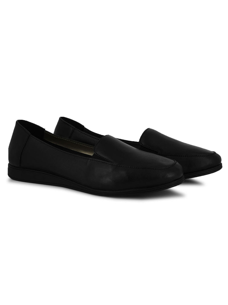 Soothe Black Leather Slip-Ons