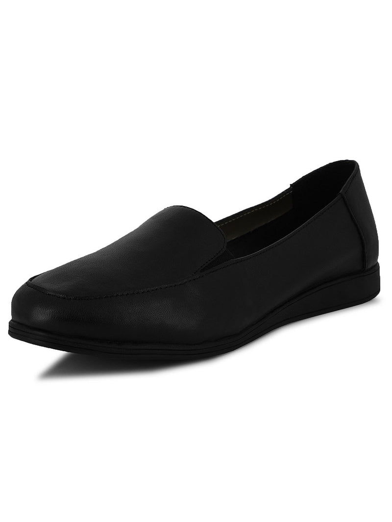 Soothe Black Leather Slip-Ons