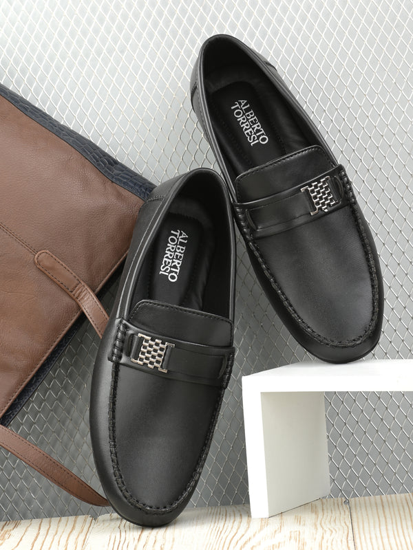 Alberto Torresi Synthetic Black Loafers For Men