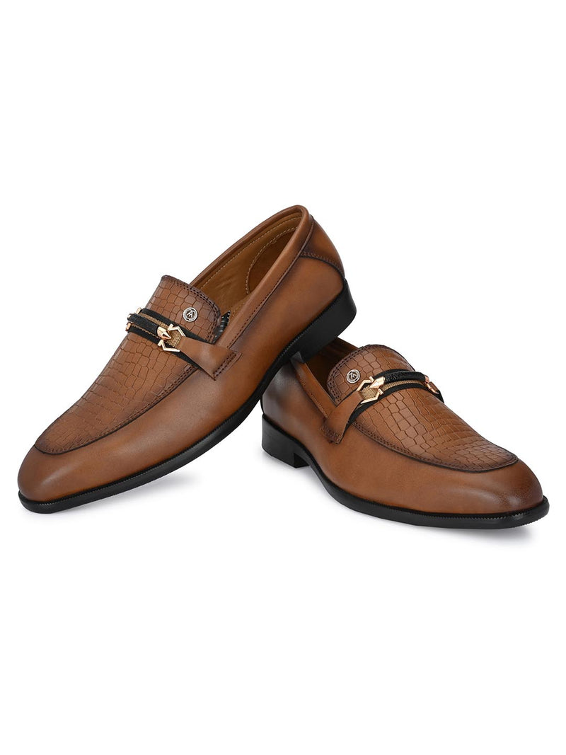 Alberto Torresi Men's Calabria Synthetic Tan Buckle Slip-Ons
